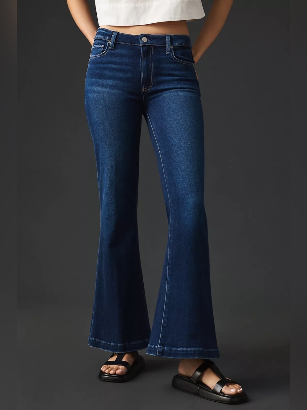 PAIGE X Anthropologie Genevieve High Rise Flare Jeans Sz 26
